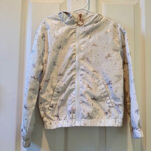 Louise Paris Kids | Unicorn Print Jacket | Size 5/6 | White Cream with Gold